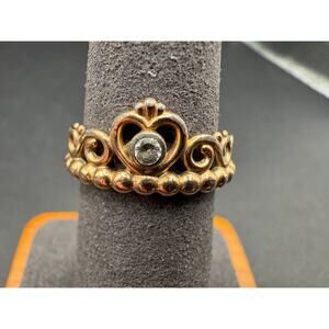 Pandora ALE Rose Gold Plated My Princess Tiara Ring with CZ Heart Sz 54/6.5